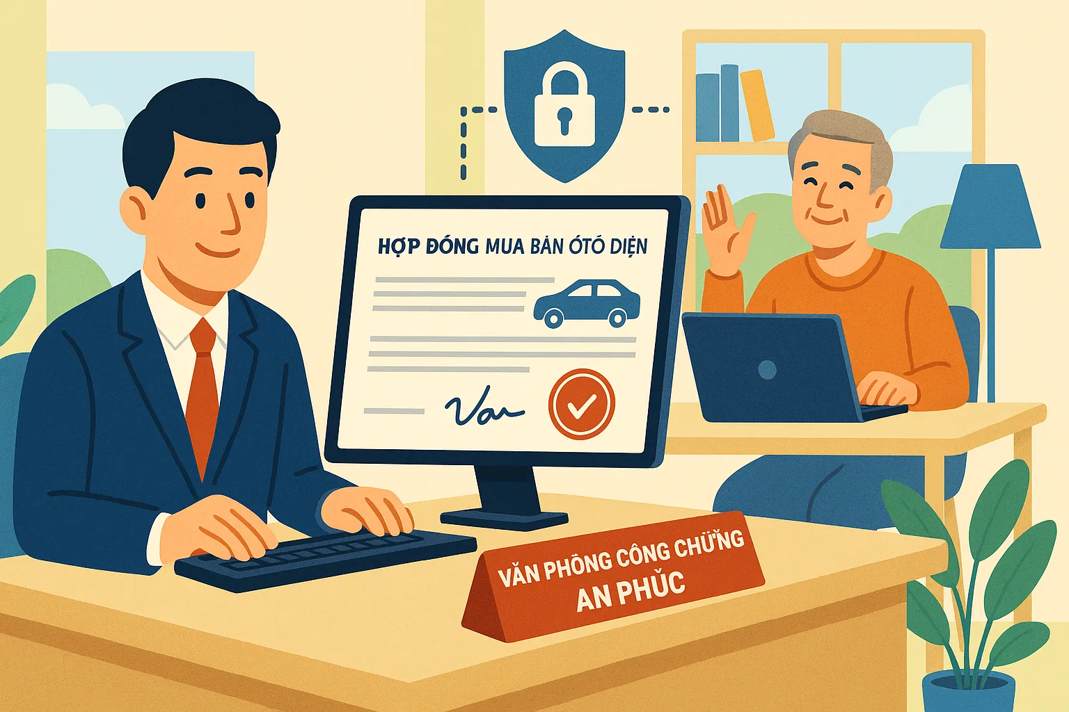 Khách hàng tại phường Vũ Ninh yêu cầu công chứng điện tử hợp đồng mua bán xe