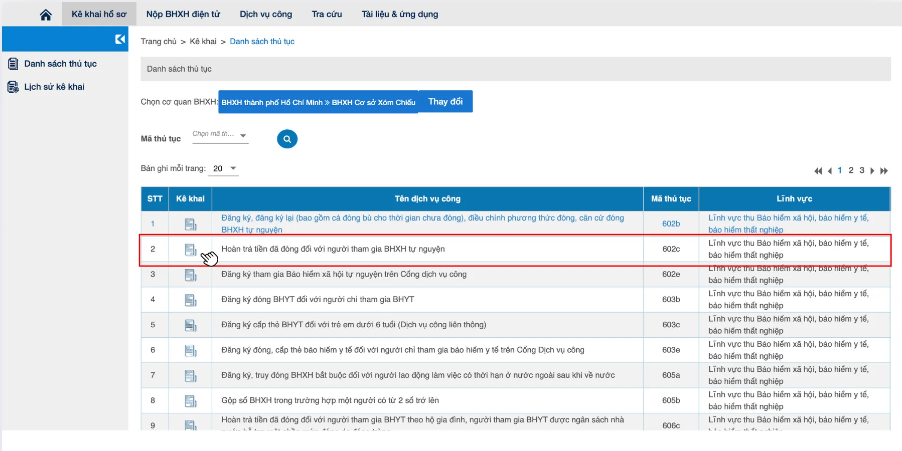 Tìm và chọn biểu mẫu