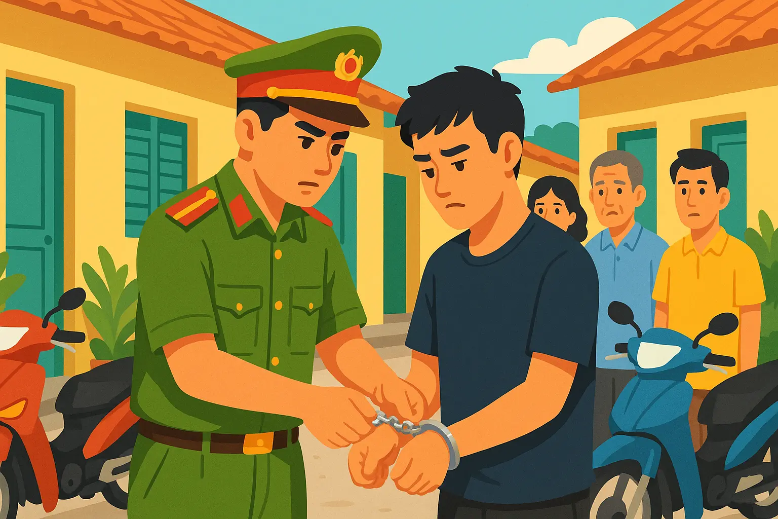 Chiều 02/8/2025, tại phường Đông Kinh (tỉnh Lạng Sơn), anh Trần Minh Khoa bị bắt quả tang khi đang trộm cắp xe máy tại khu nhà trọ