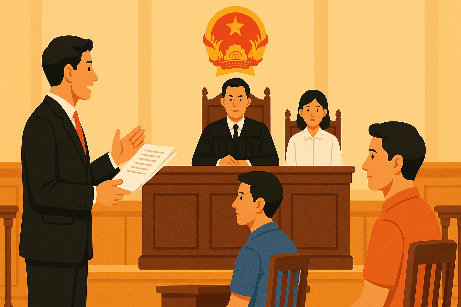 Tại phường Phước Hậu (tỉnh Vĩnh Long), bị cáo Trần Đức Thịnh bị cáo buộc làm giả chữ ký trong hợp đồng vay tài sản.