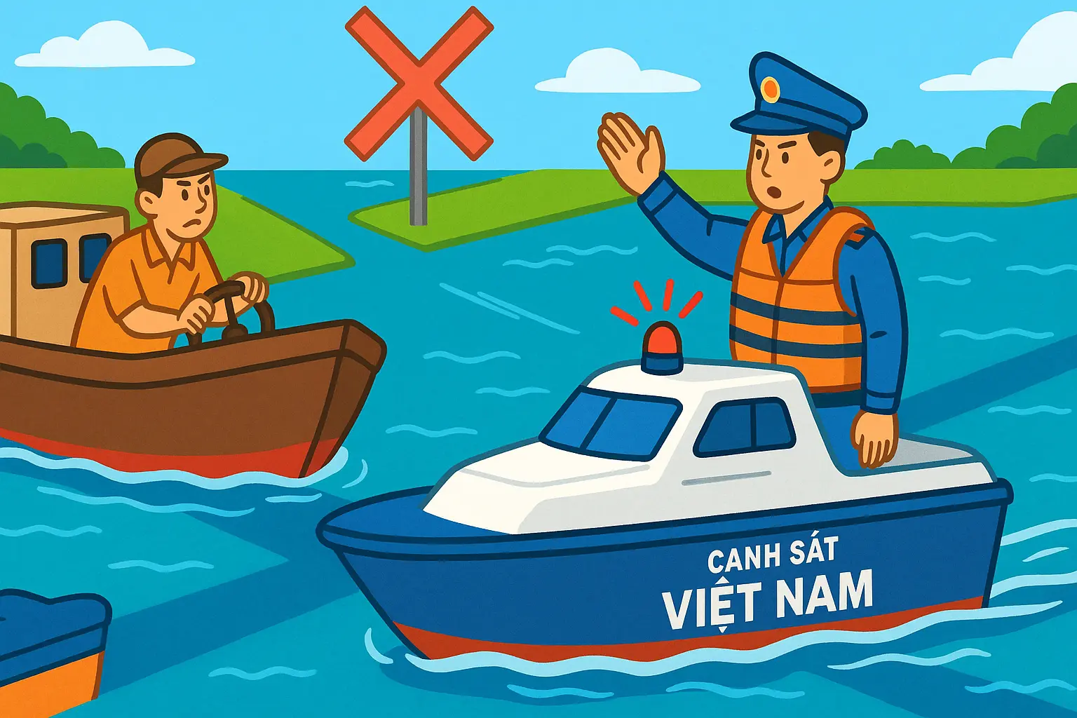 Vượt phương tiện khác tại nơi luồng giao nhau trên đường thủy bị phạt bao nhiêu tiền?