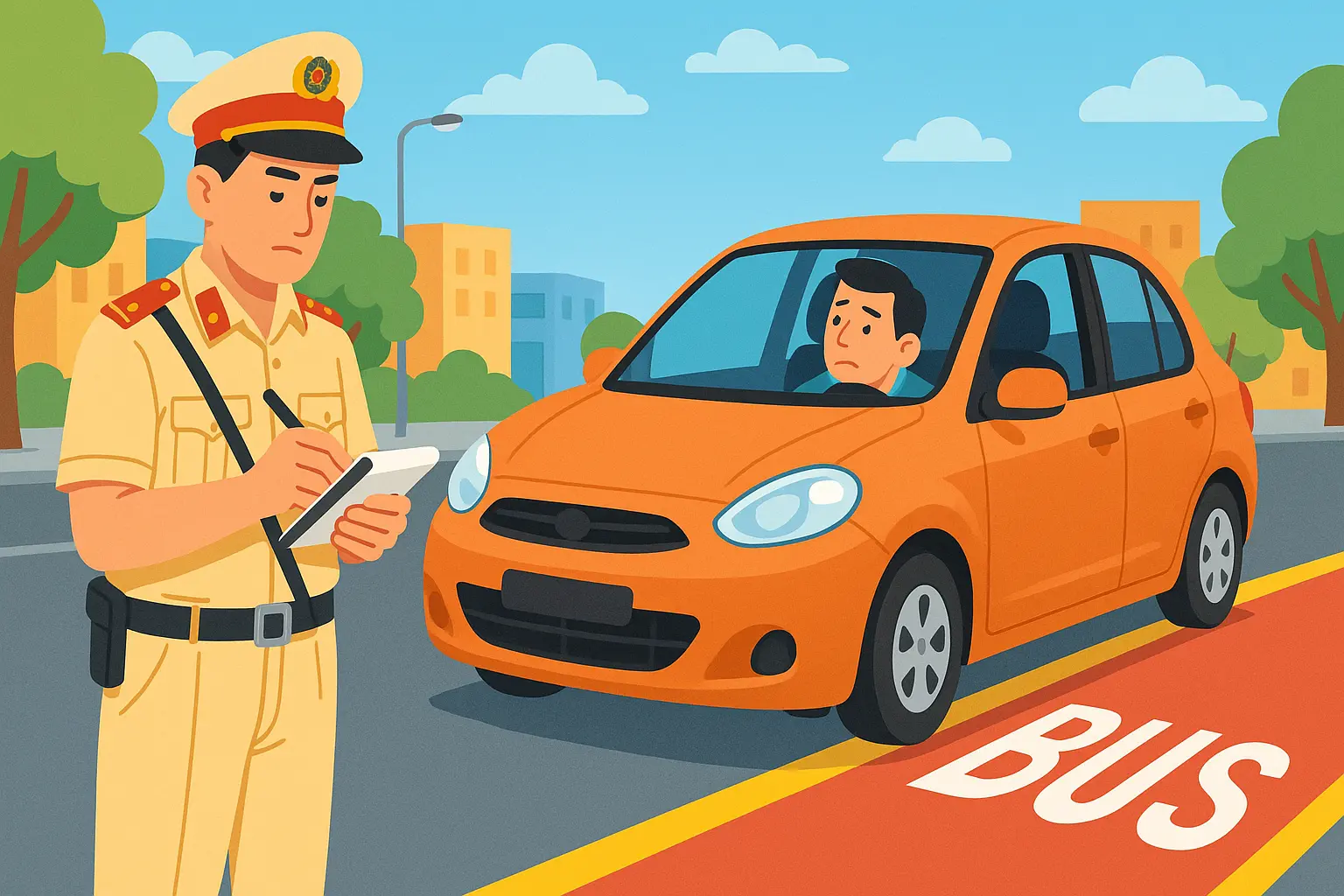 Xe ô tô đỗ xe trên đường dành riêng cho xe buýt bị phạt bao nhiêu tiền?