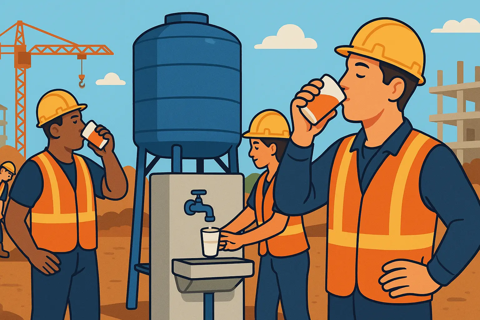 Người lao động tại công trường được cấp nước uống ra sao?