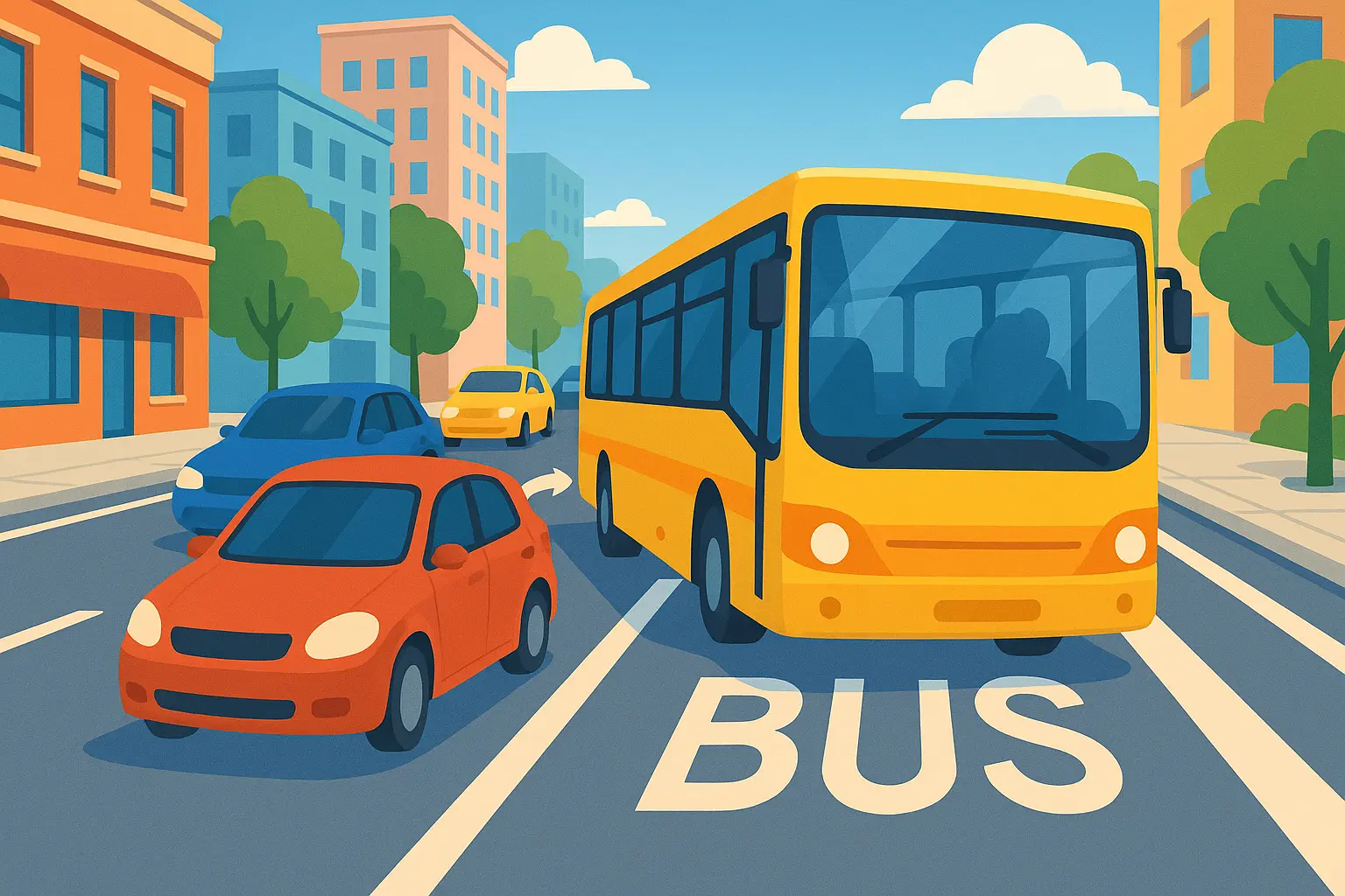 Xe ô tô có được đỗ xe trên đường dành cho xe buýt không?