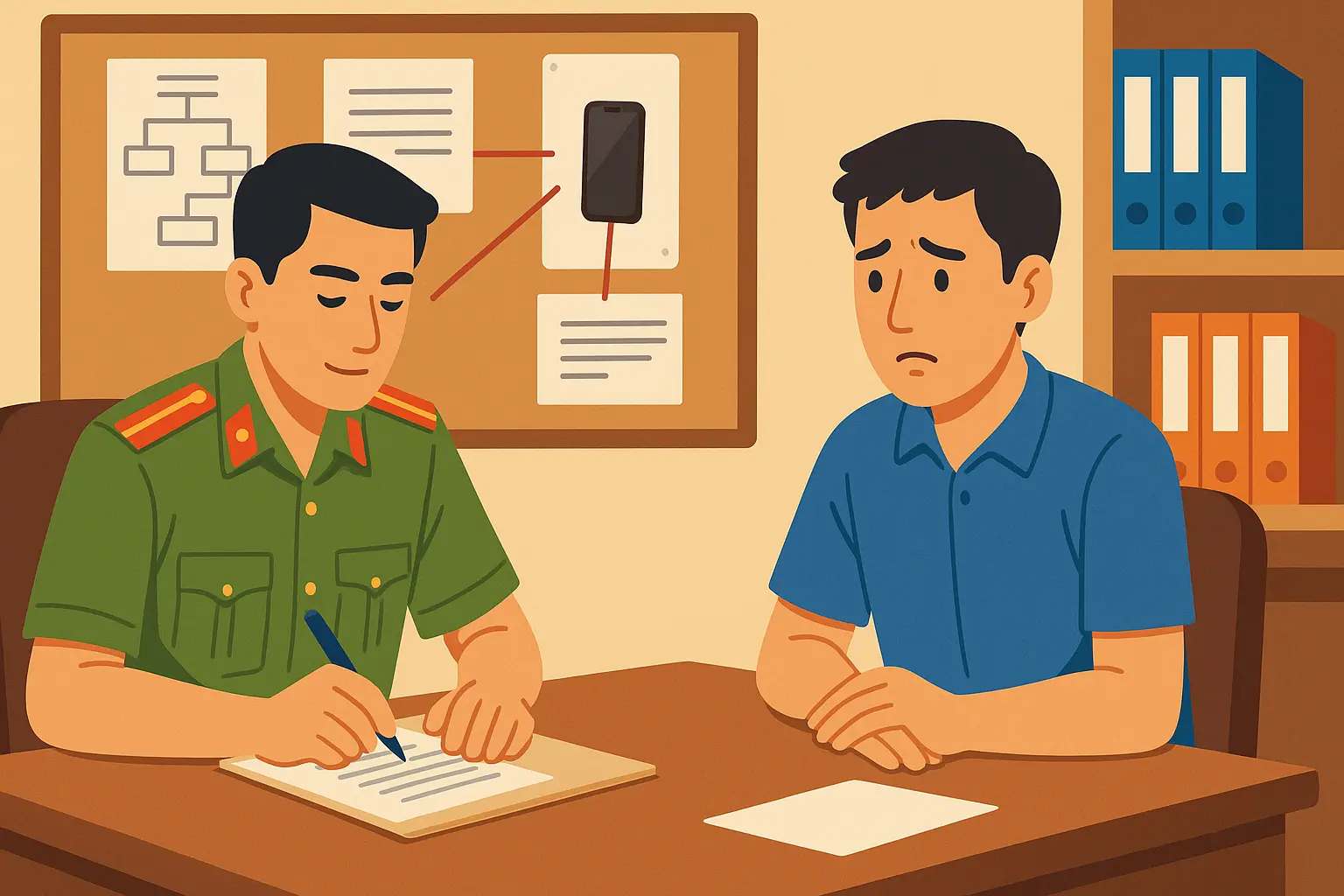 Phạm Văn Tài bị bắt quả tang khi đang trộm cắp tại cửa hàng điện thoại