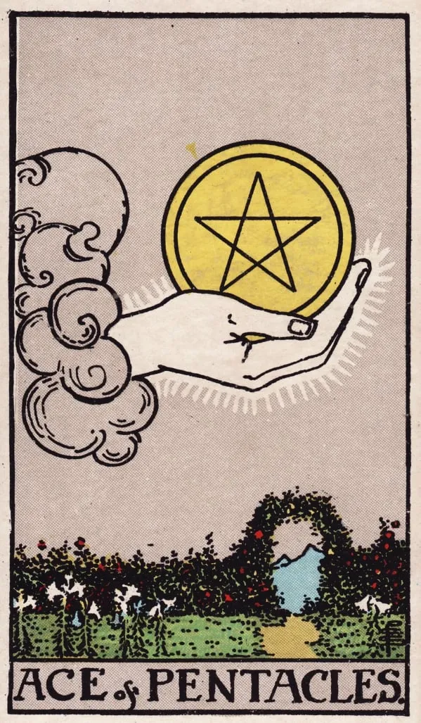 Những chi tiết trong lá bài Ace of Pentacles thể hiện điều gì?