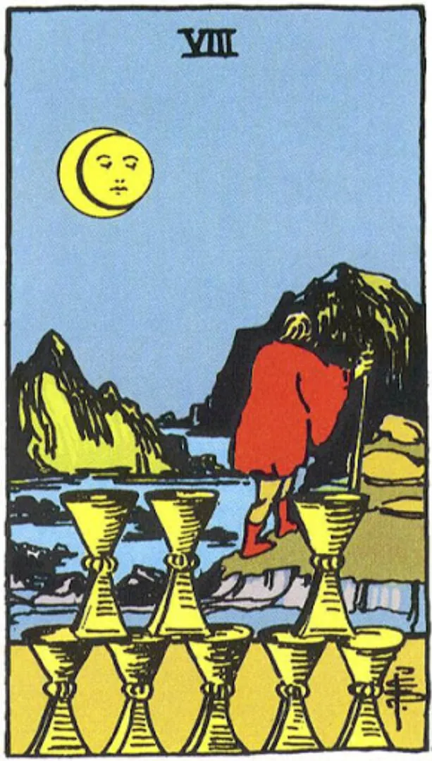 Những chi tiết trong lá bài Eight of Cups thể hiện điều gì?