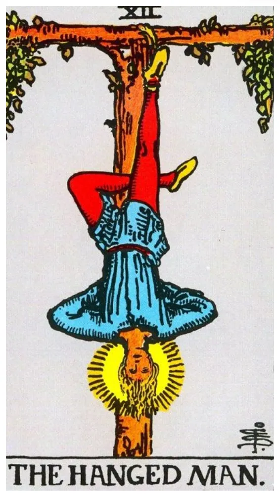 Những chi tiết trong lá bài The Hanged Man thể hiện điều gì?