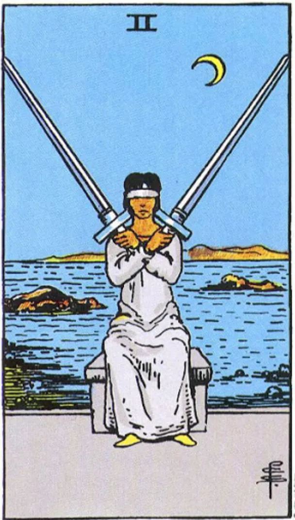 Những chi tiết trong lá bài Two of Swords thể hiện điều gì?