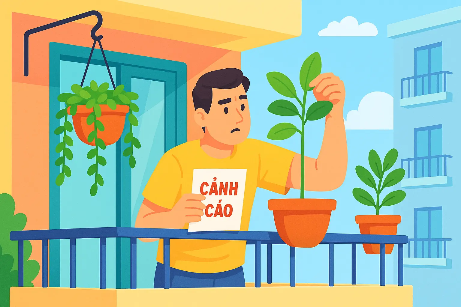 Treo chậu cây tại ban công nhà chung cư có được phép hay không?