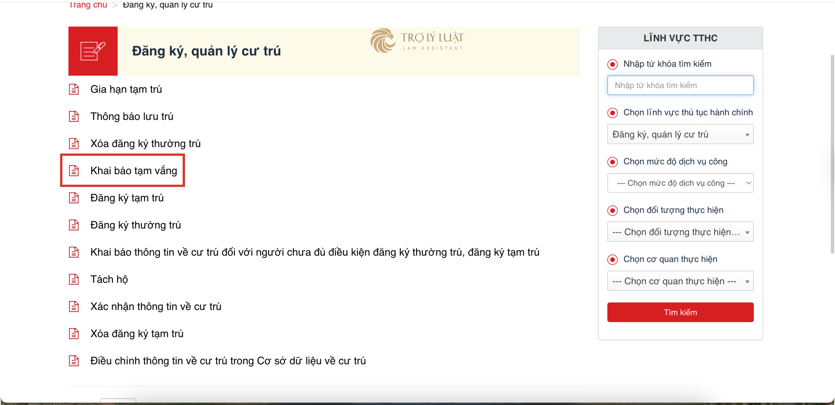 Hướng dẫn thủ tục khai báo tạm vắng online