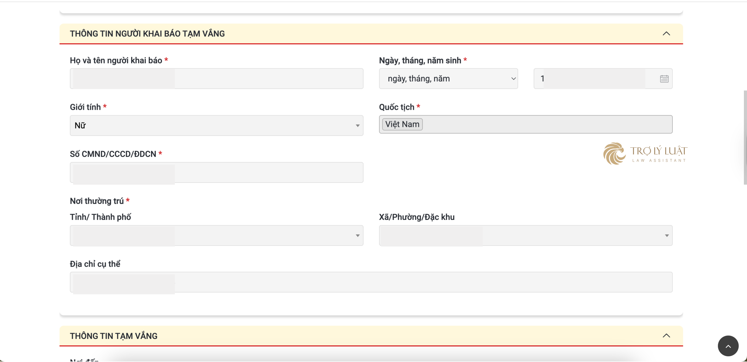 Hướng dẫn thủ tục khai báo tạm vắng online