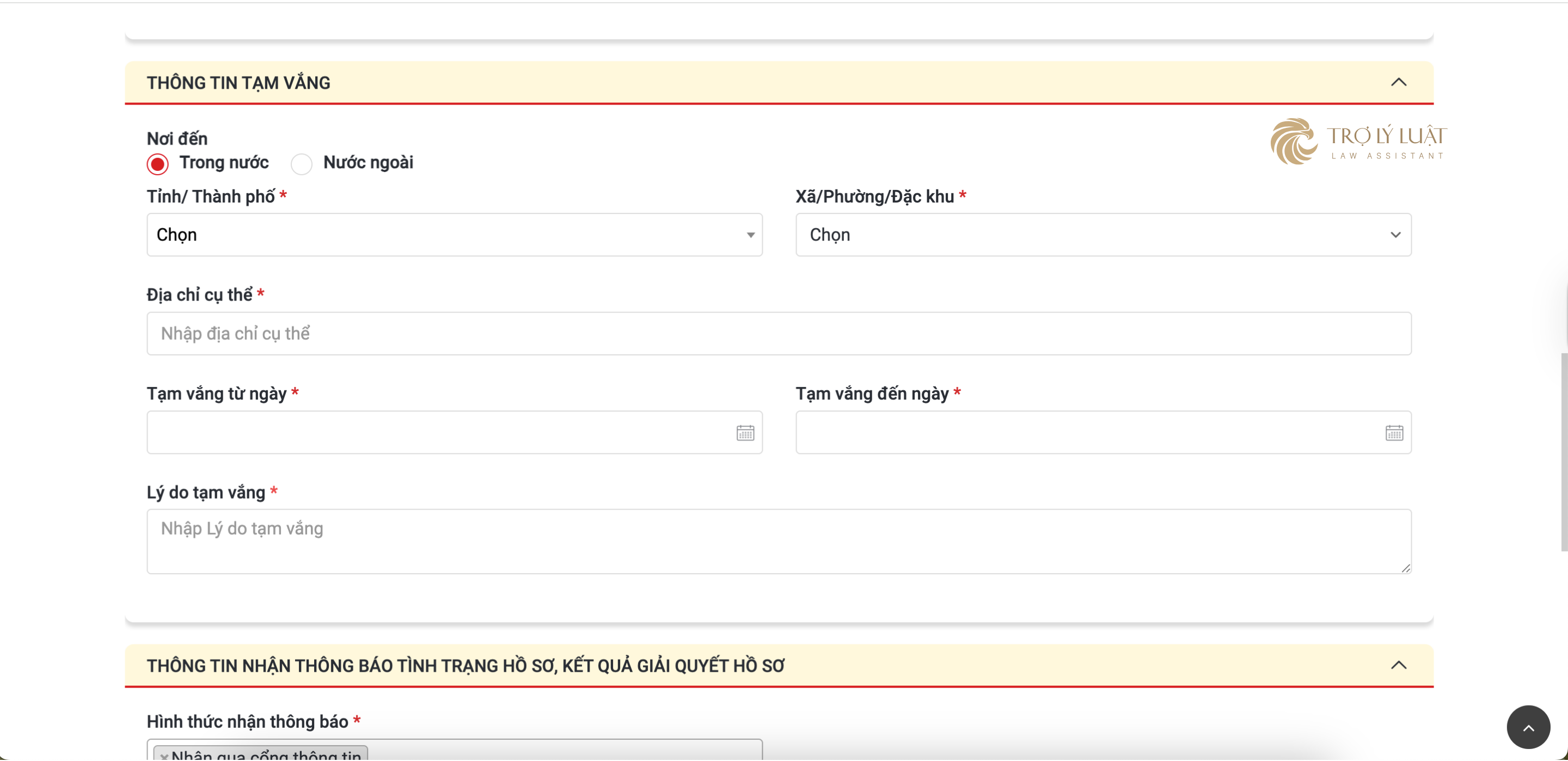 Hướng dẫn thủ tục khai báo tạm vắng online