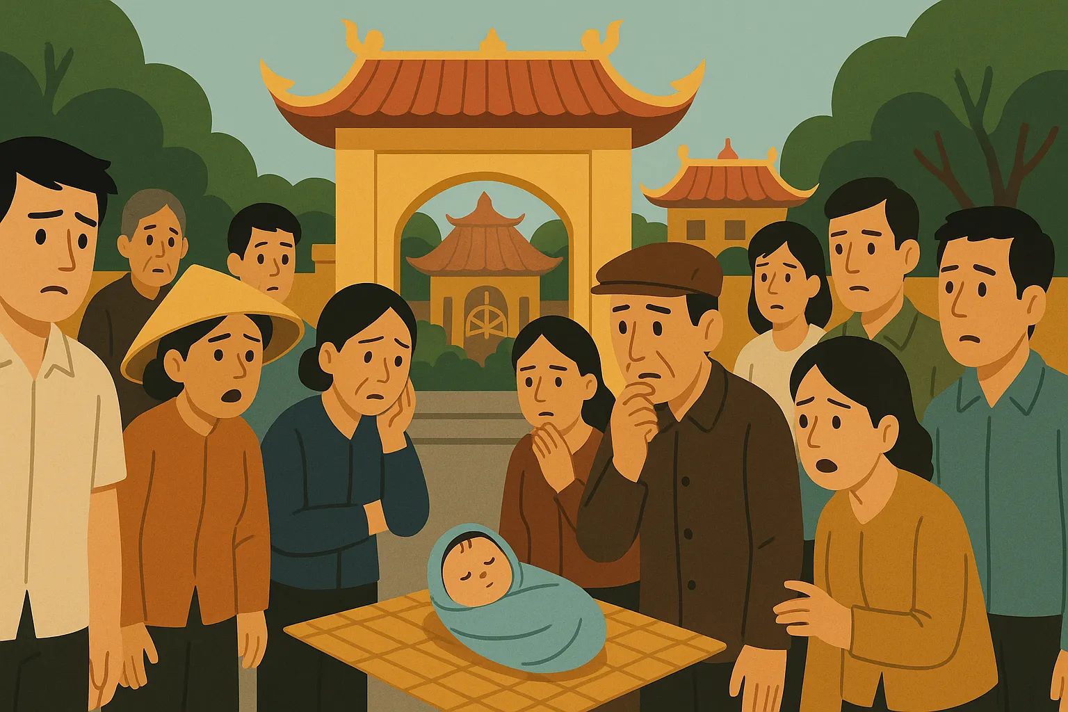 Người mẹ bỏ con mới đẻ tại cổng chùa