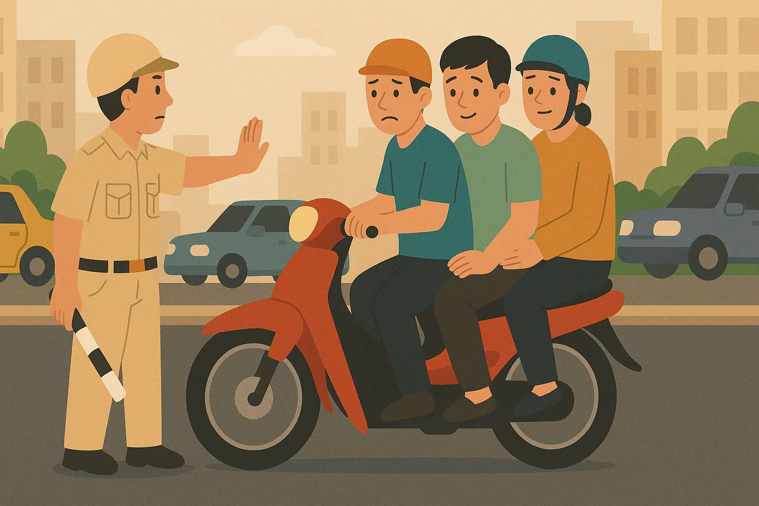 Nếu chở 3 người không thuộc trường hợp ngoại lệ thì bị xử phạt bao nhiêu?