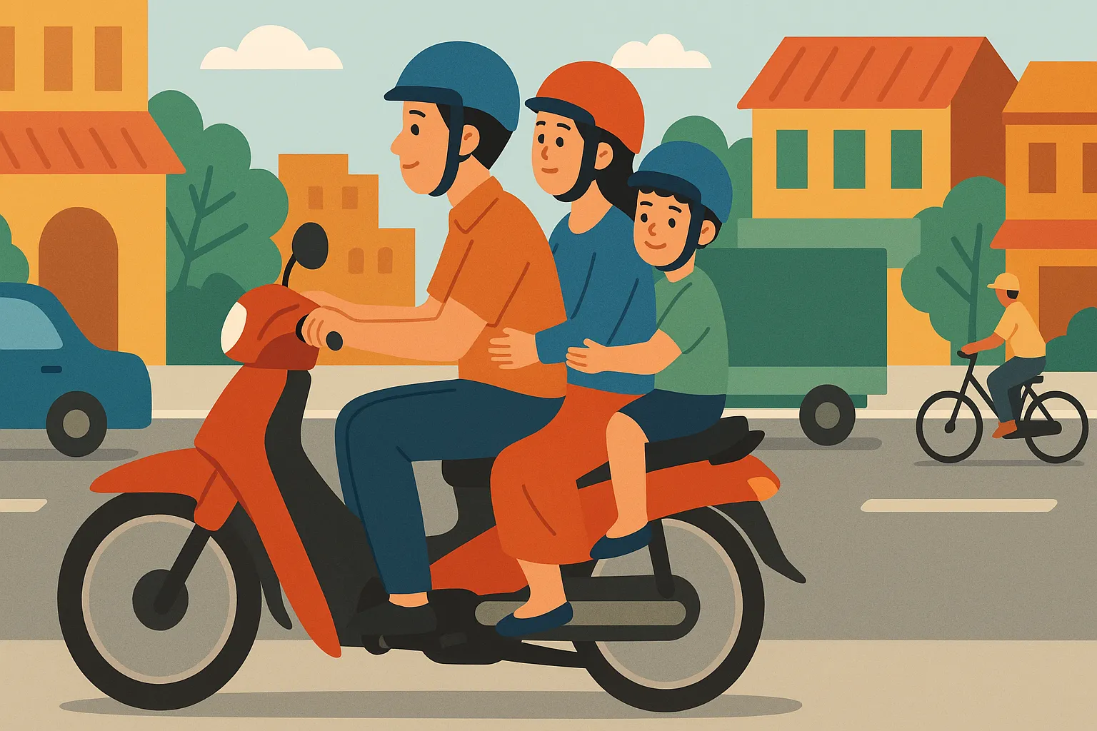 Trường hợp nào xe máy chở 3 người không bị phạt năm 2025?