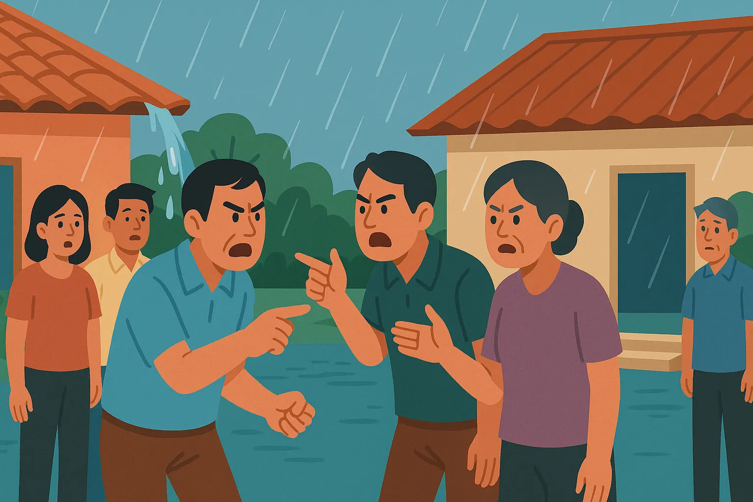 Dẫn nước mưa qua nhà hàng xóm có bị phạt không?