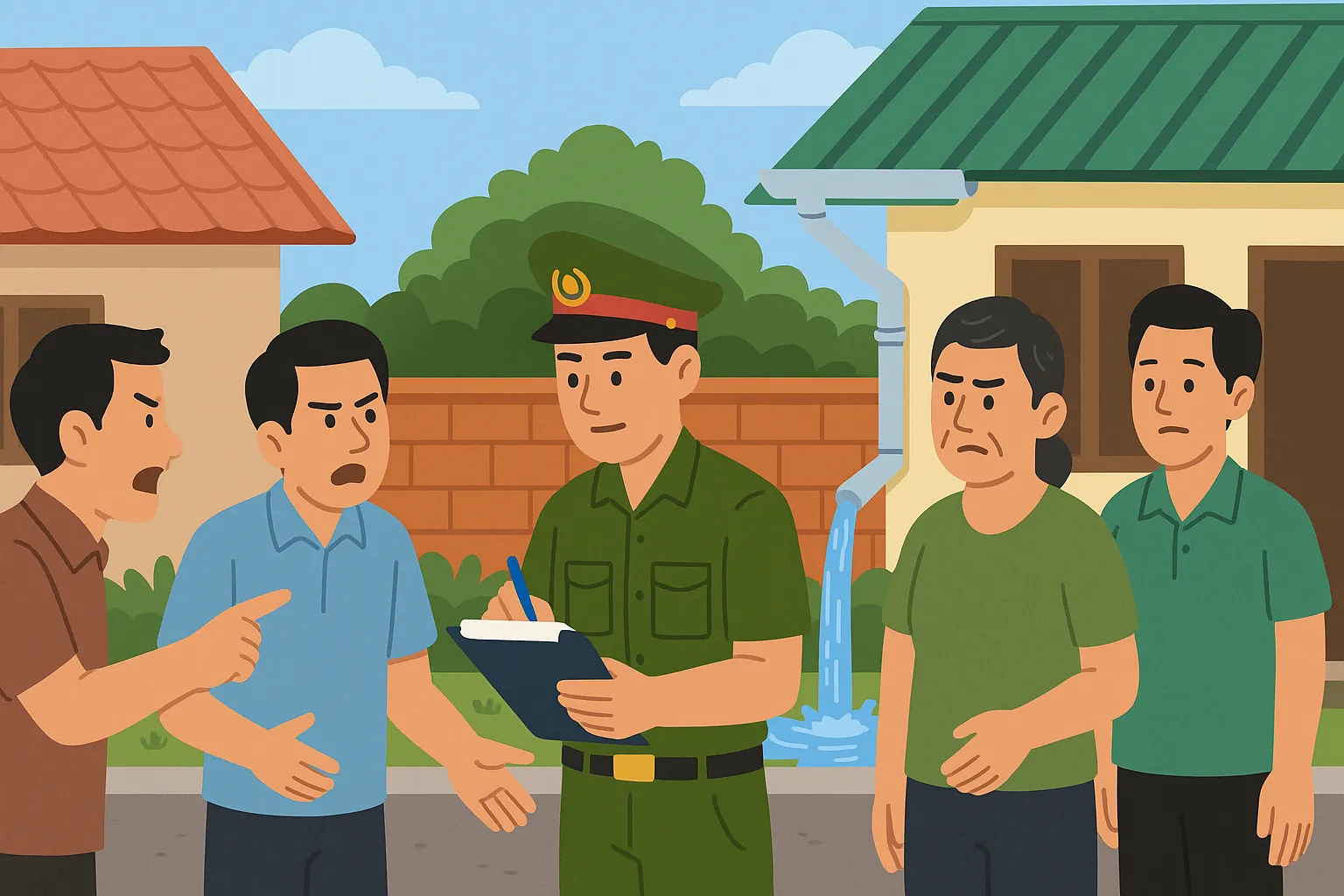 Người dẫn nước mưa qua nhà hàng xóm có thể bị xử phạt vi phạm hành chính