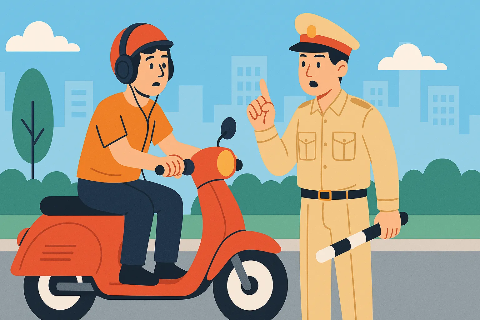 Lỗi đeo tai nghe khi đi xe máy 2025