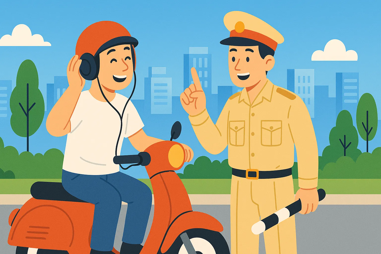 Xử phạt hành chính đối với hành vi đeo tai nghe khi đi xe máy