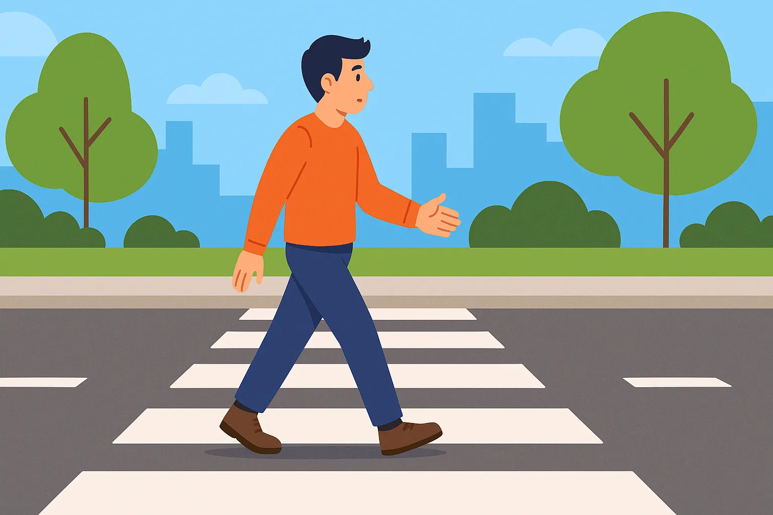 Người đi bộ có phải qua đường trên vạch kẻ đường không?