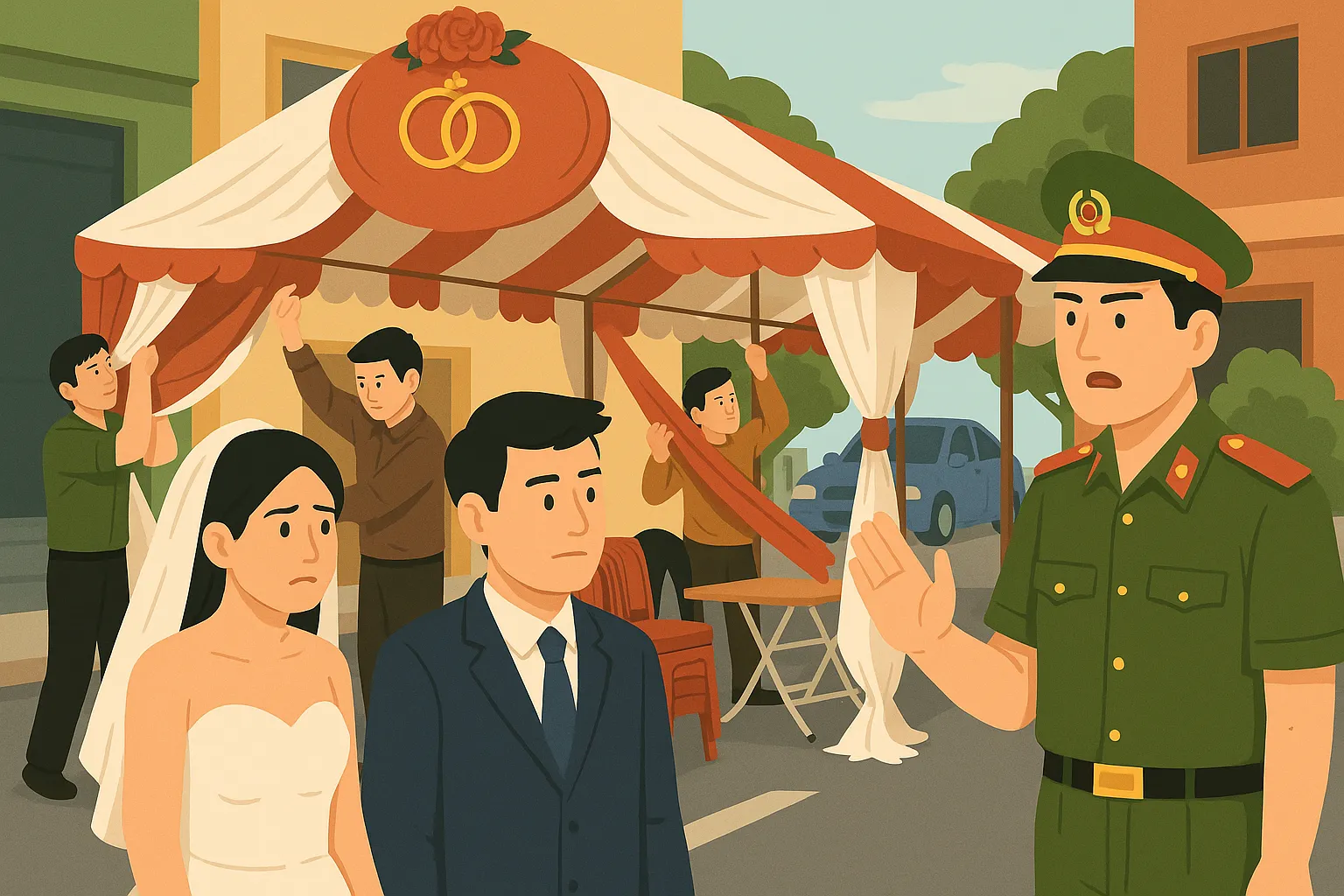 Dựng rạp đám cưới dưới lòng đường bị xử lý hình sự khi nào?