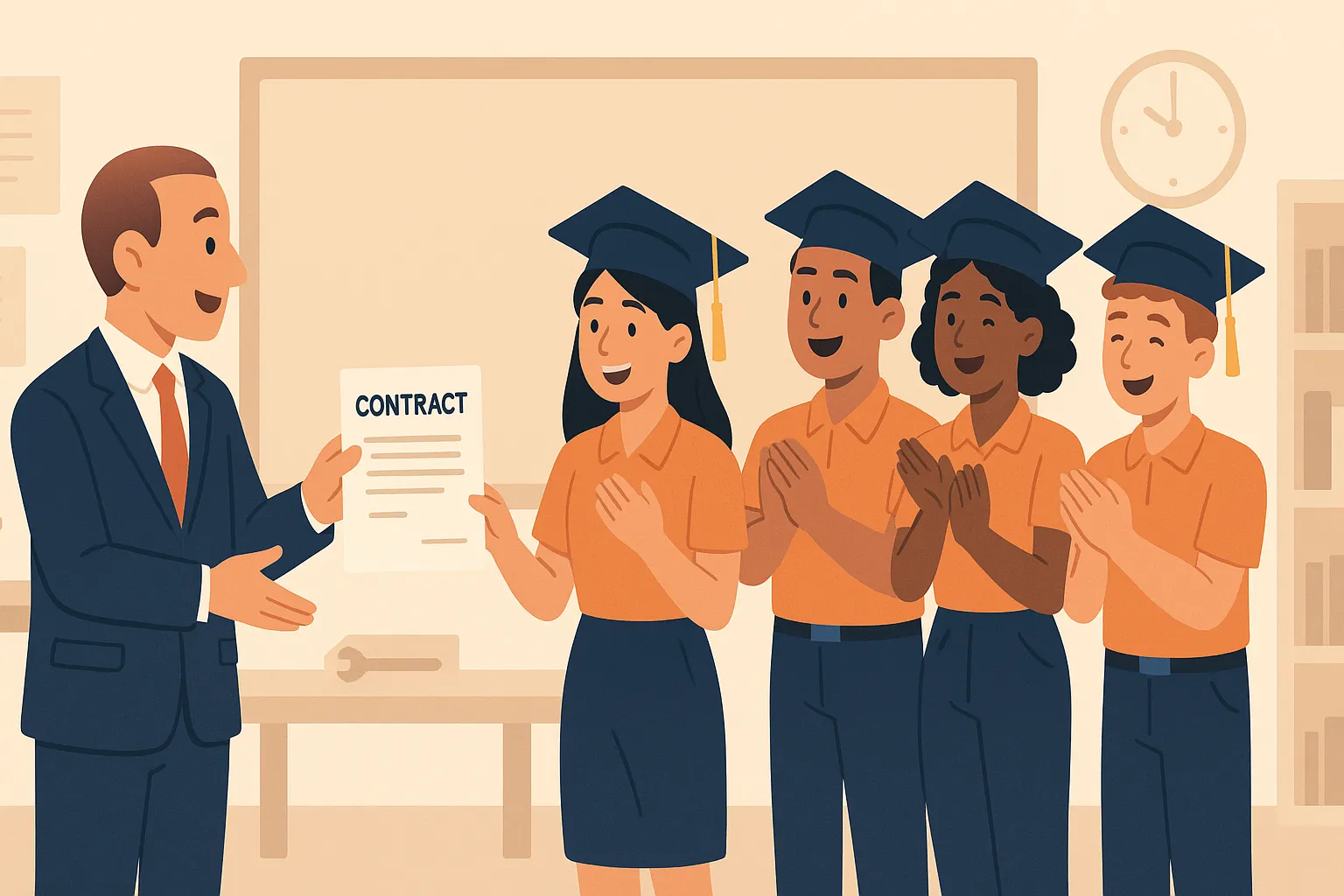 Ký hợp đồng sau khi kết thúc thời gian học nghề, tập nghề