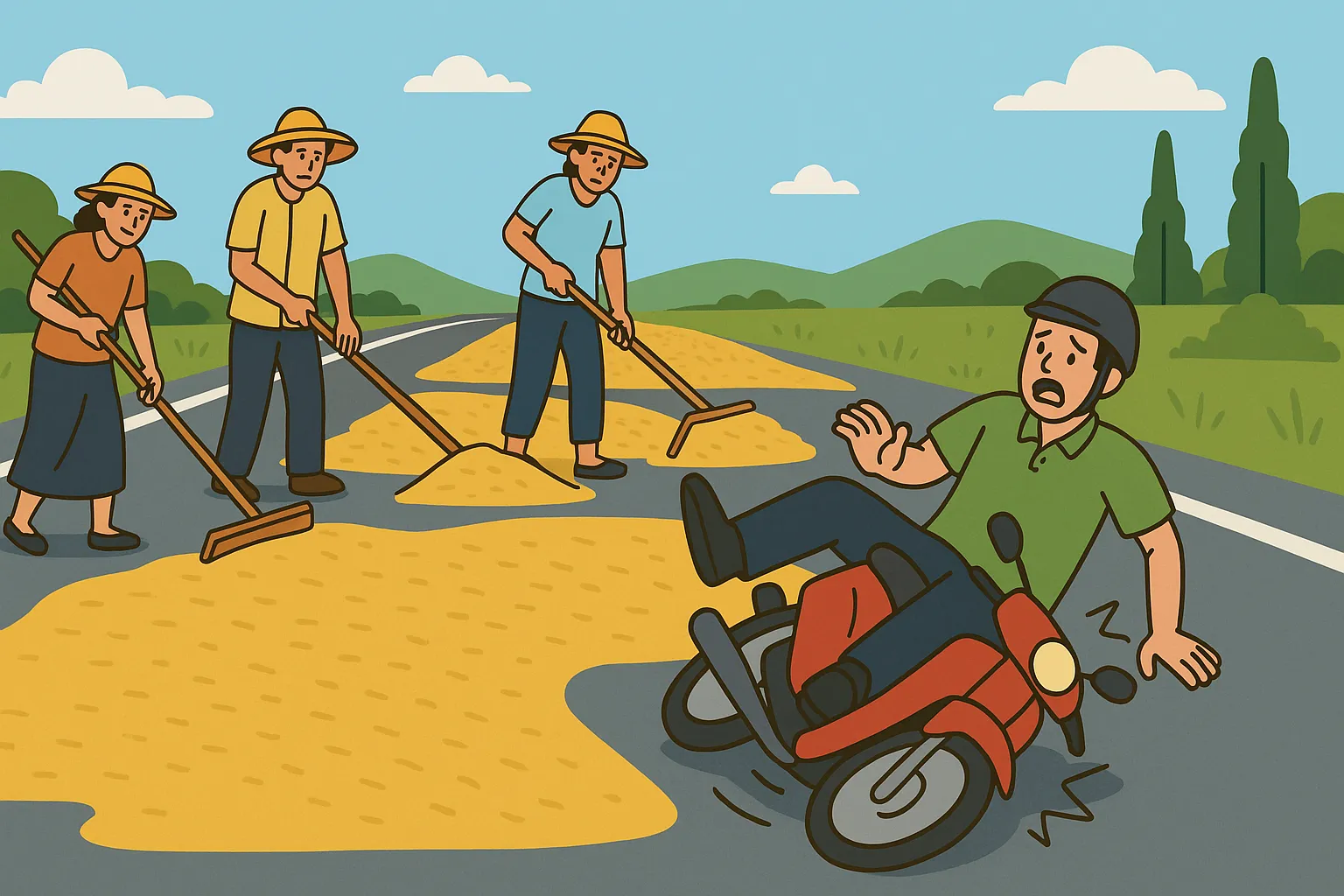 Phơi lúa trên đường bộ bị xử lý như thế nào?
