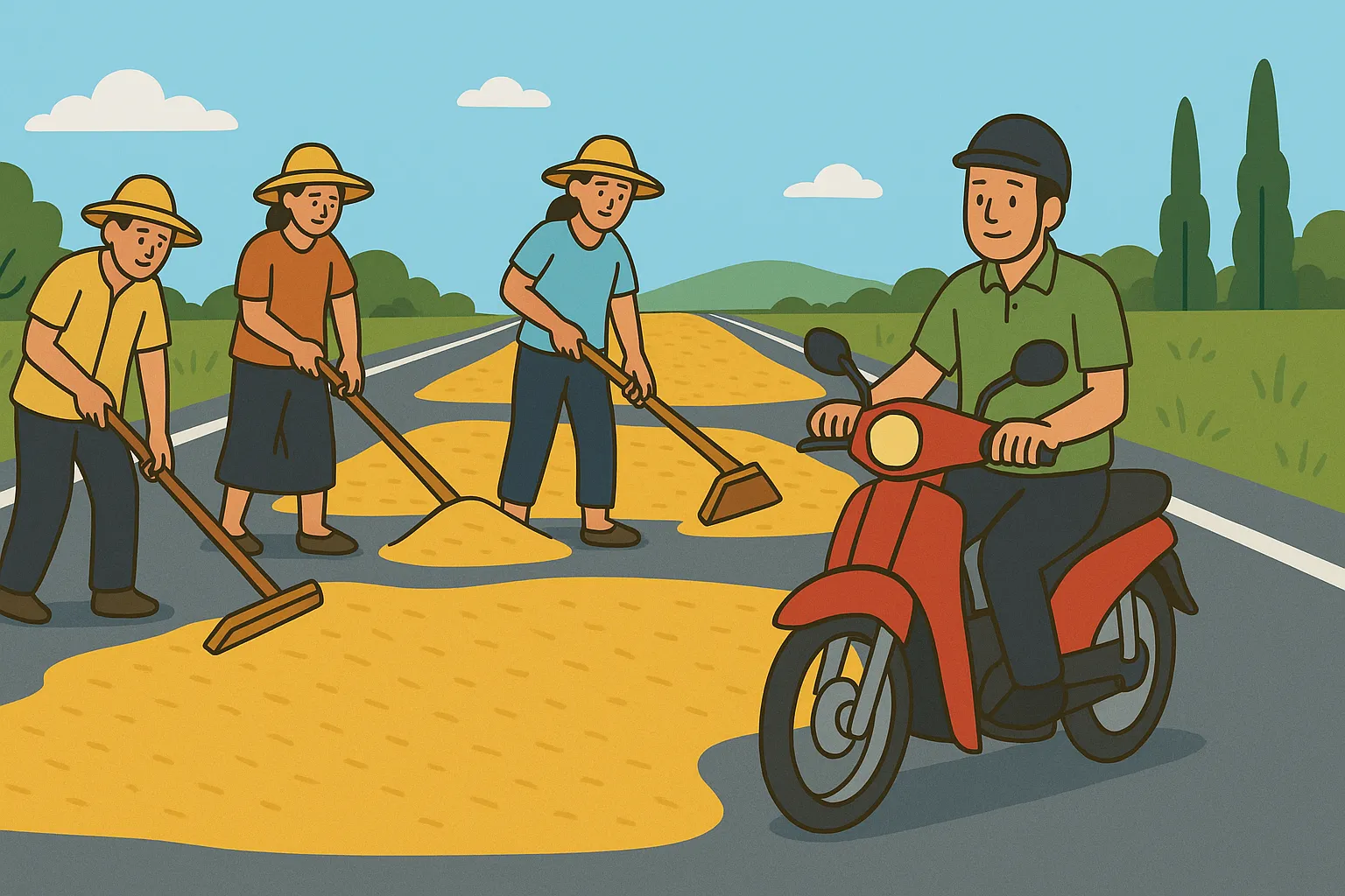 Phơi lúa trên đường bộ bị xử phạt hành chính như thế nào?