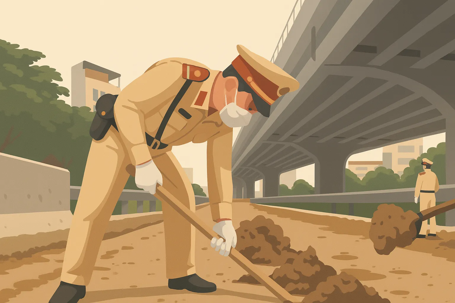 Người vi phạm hành vi làm rơi vãi vật liệu xây dựng ra đường có bị buộc khắc phục hậu quả không?