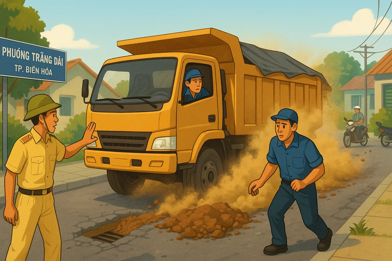 Mức phạt đối với hành vi làm rơi vãi vật liệu xây dựng ra đường là bao nhiêu?