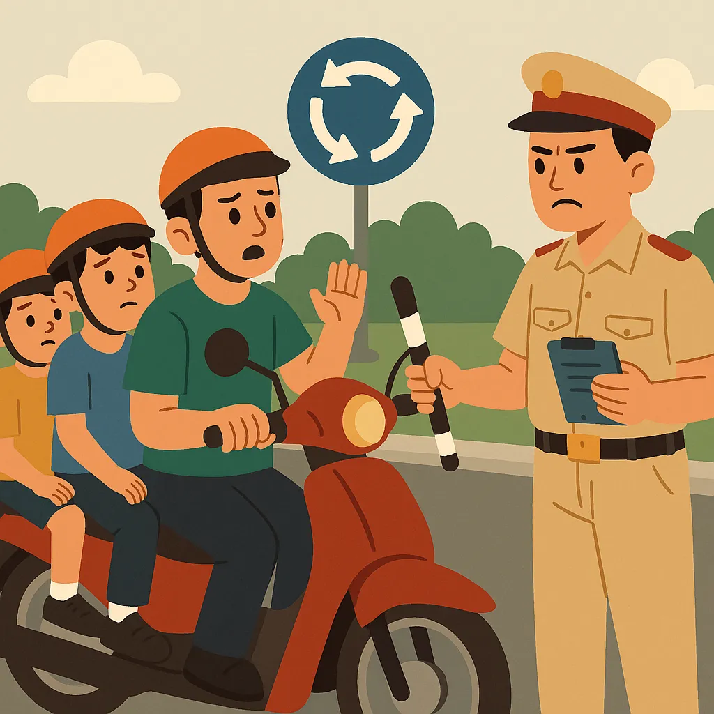 tình huống giả định Khi nào được chở hai trẻ em bằng xe máy mà không bị phạt?