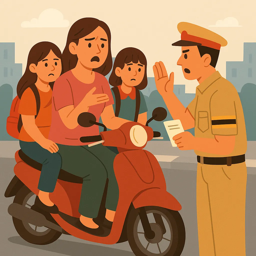 tình huống giả định Chở hai trẻ em trên 12 tuổi bị xử phạt bao nhiêu?