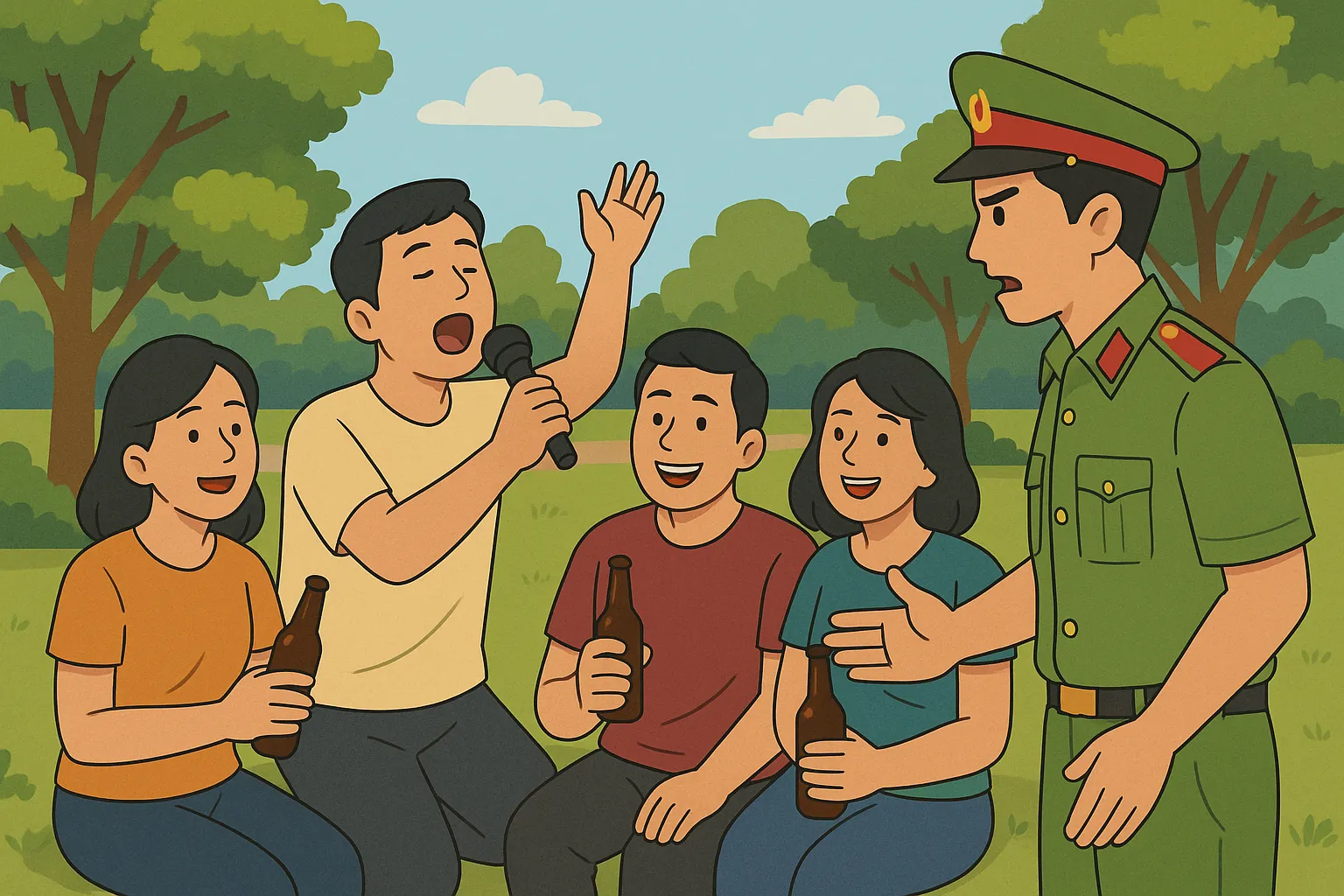 Có được đem rượu bia vào công viên để tụ tập ăn uống không?