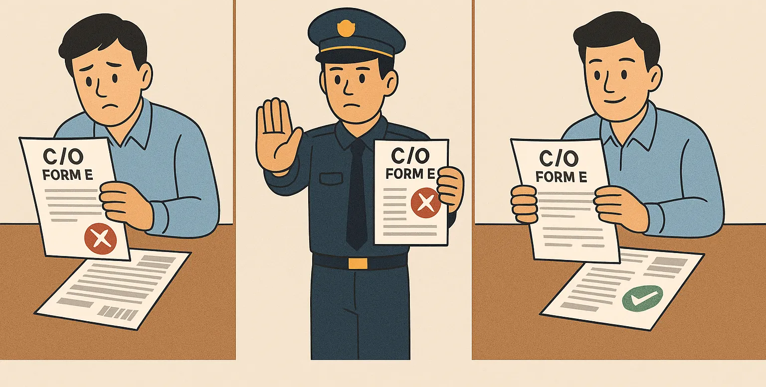 tình huống giả định Khi phát hiện sai sót trên C/O mẫu E phải xử lý thế nào?