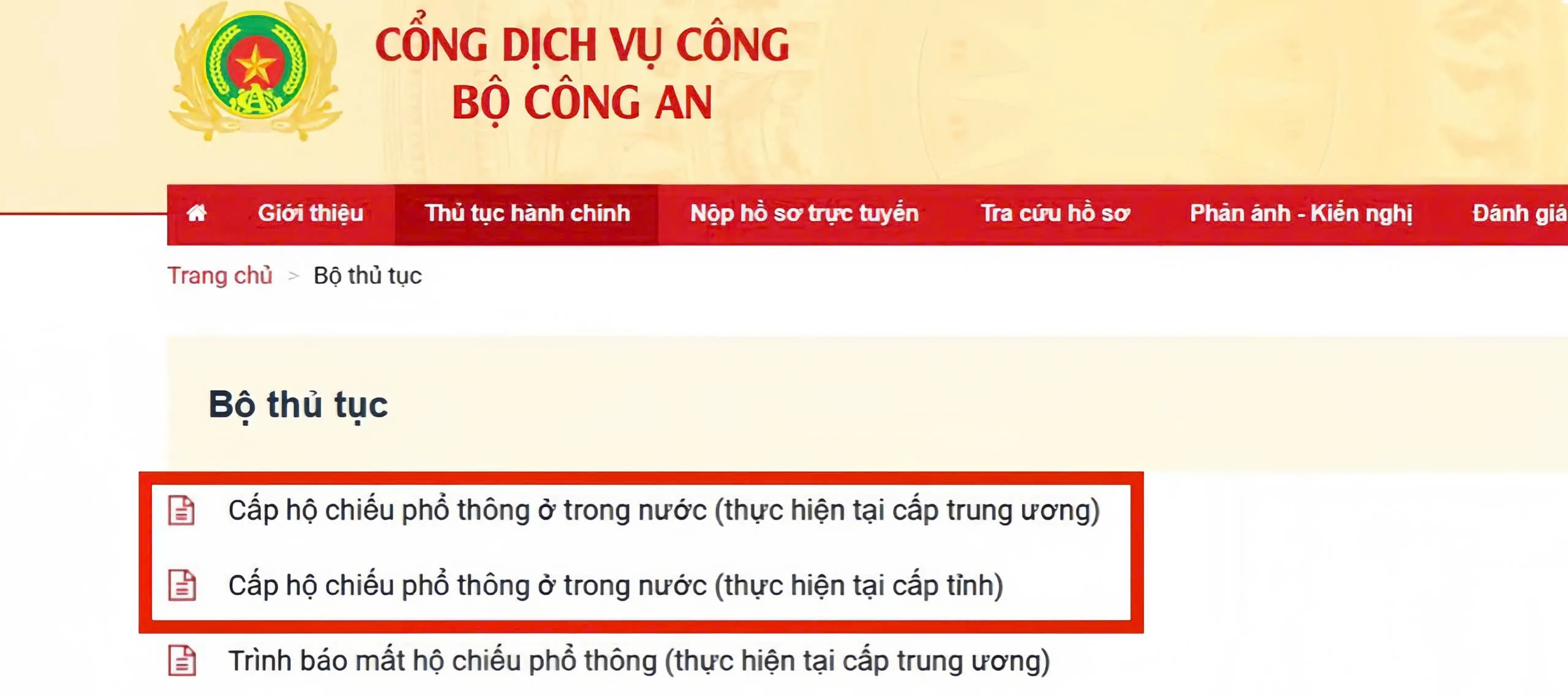 bước 3 Hướng dẫn làm hộ chiếu qua Cổng Dịch vụ công Bộ Công an