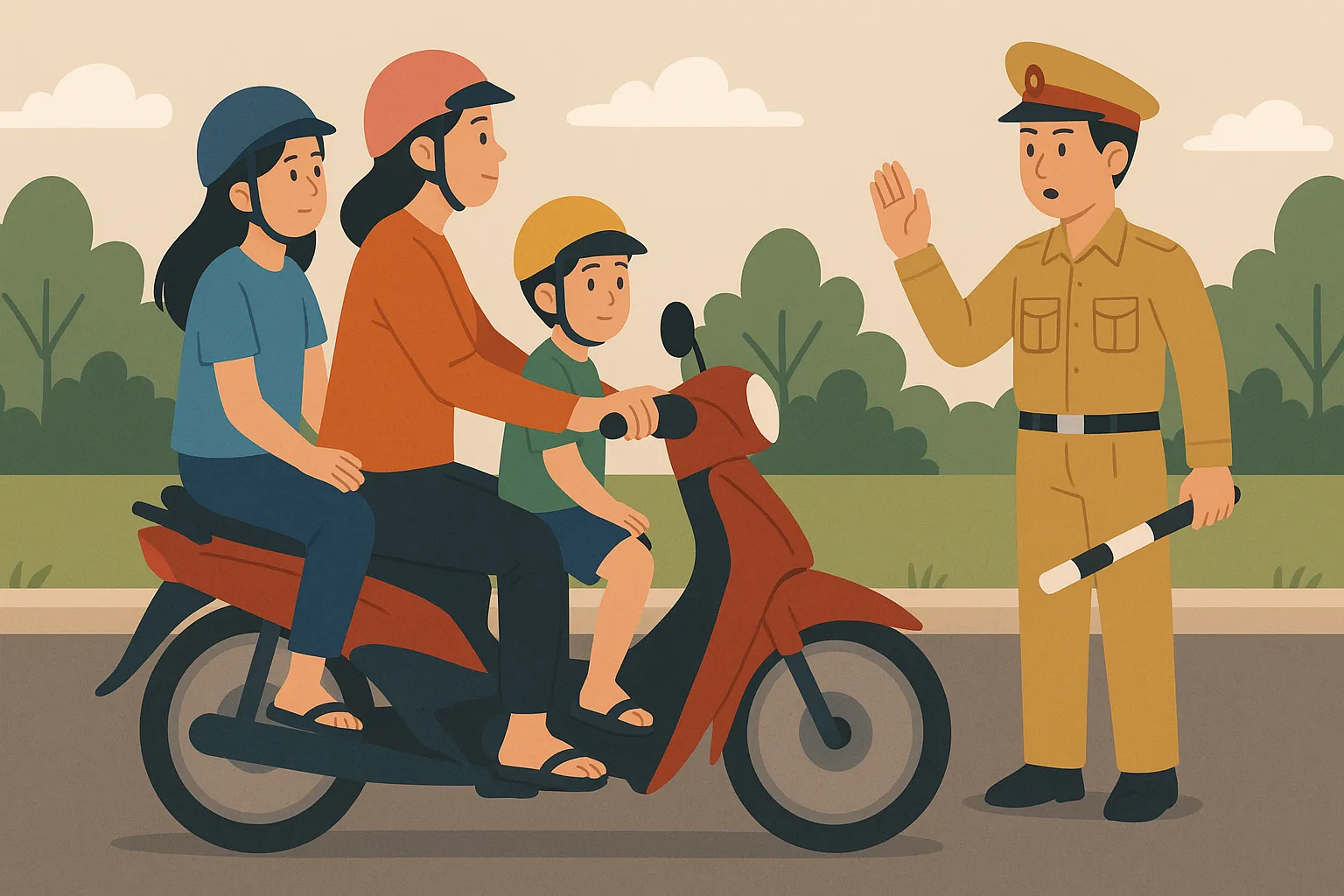 Chở hai trẻ em trên 12 tuổi bị xử phạt bao nhiêu?