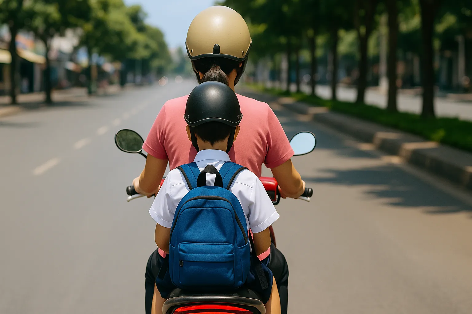 Khi nào được chở hai trẻ em bằng xe máy mà không bị phạt?