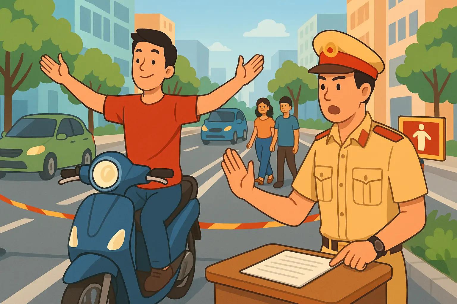 Buông cả hai tay khi điều khiển xe gắn máy bị xử phạt như thế nào?