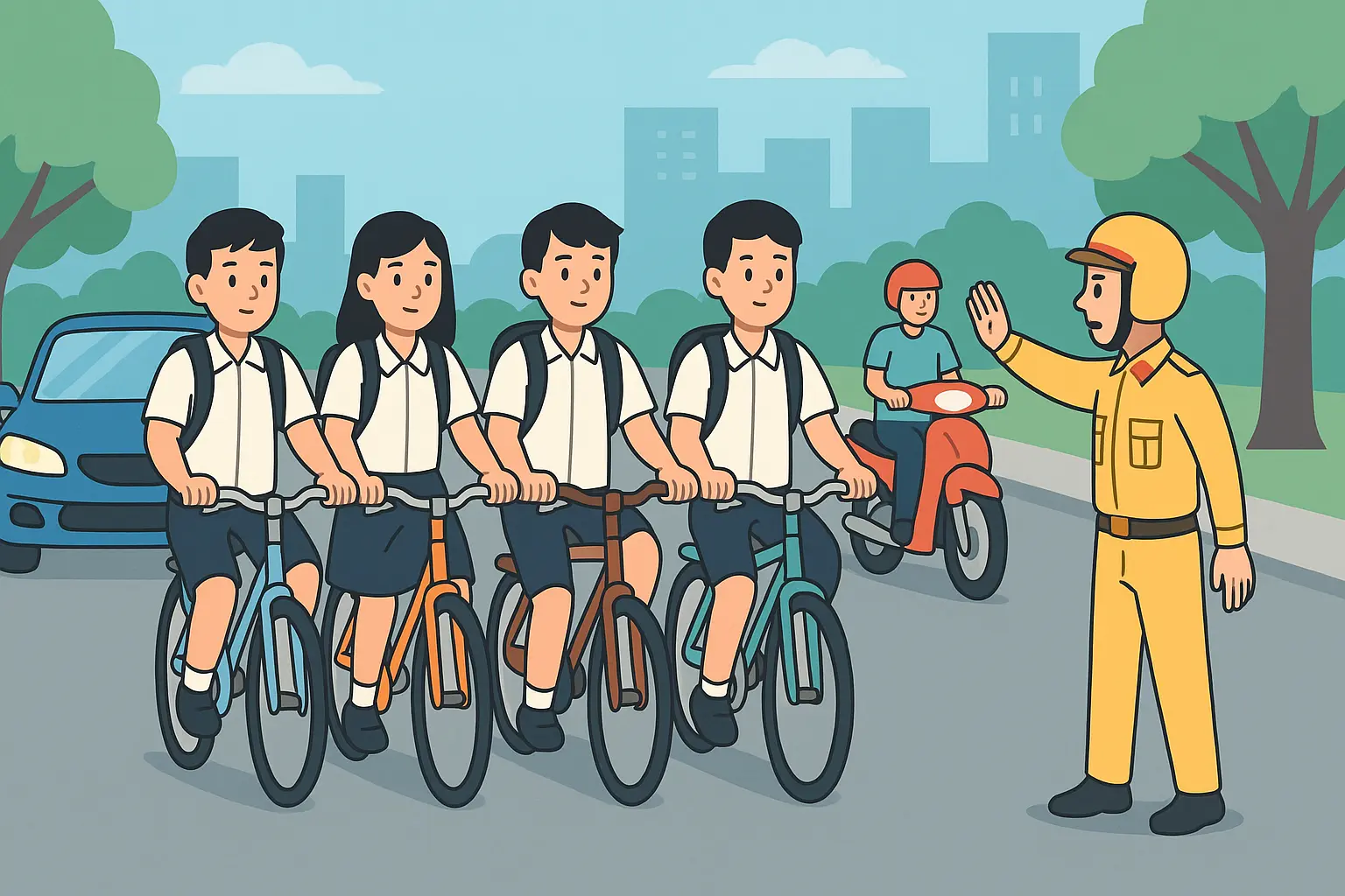 Dàn hàng ngang khi điều khiển xe đạp bị xử phạt như thế nào?