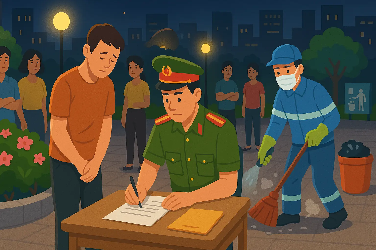 Người phóng uế bừa bãi nơi công cộng có phải thực hiện biện pháp khắc phục hậu quả nào không?