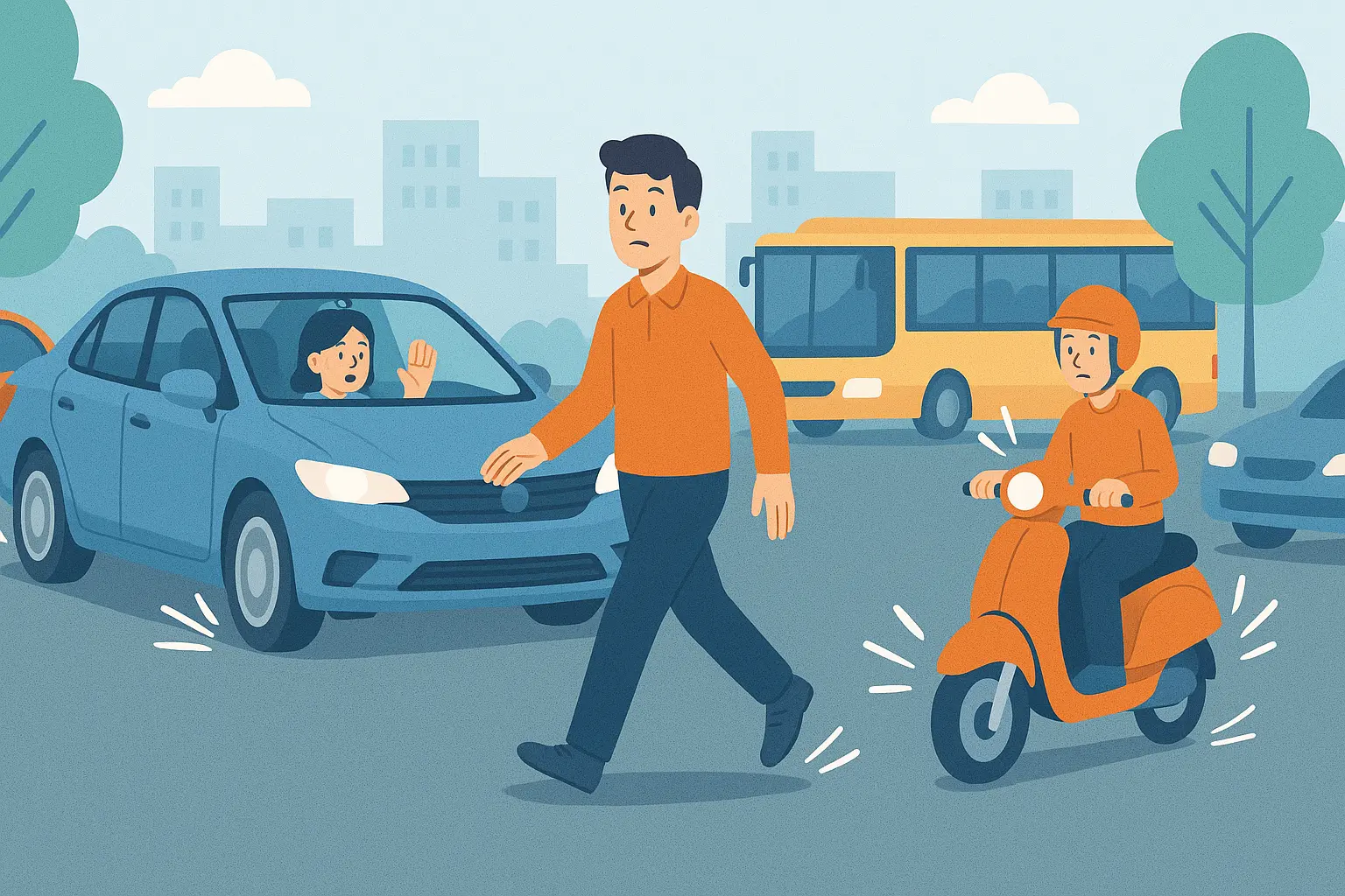 Người đi bộ có phải vẫy tay khi sang đường không?