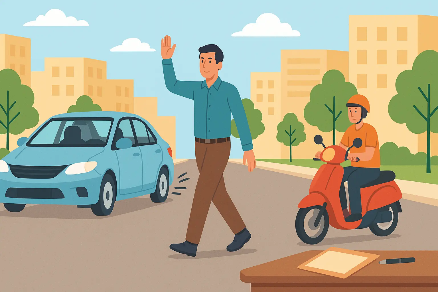 Người đi bộ có phải vẫy tay khi sang đường không?