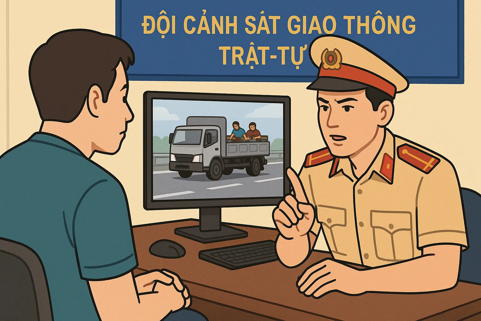 Chở người trái phép trên thùng xe tải bị phạt đến 6 triệu đồng và trừ điểm giấy phép lái xe