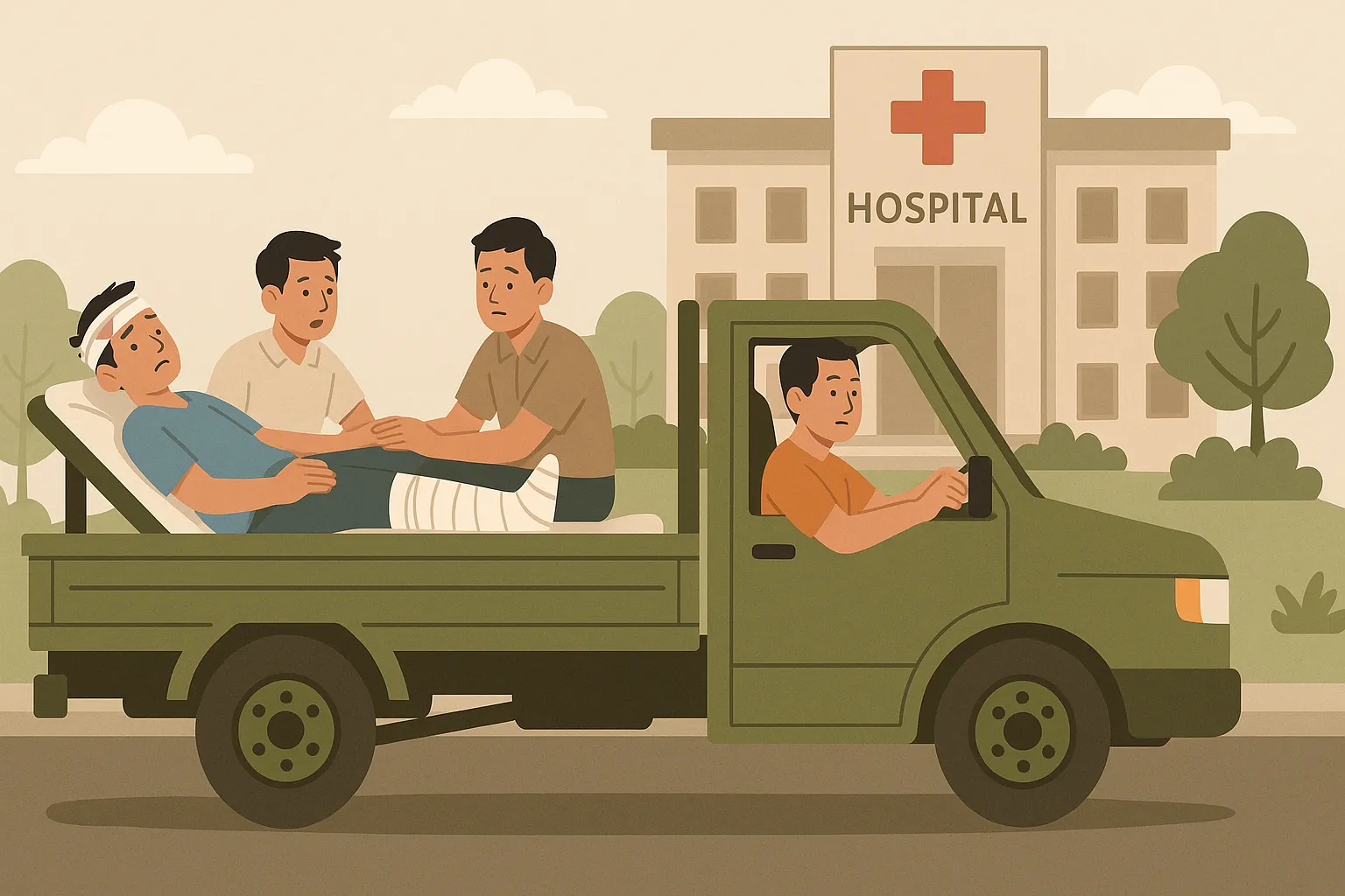 Xe tải được phép chở người đi cấp cứu trong trường hợp khẩn cấp