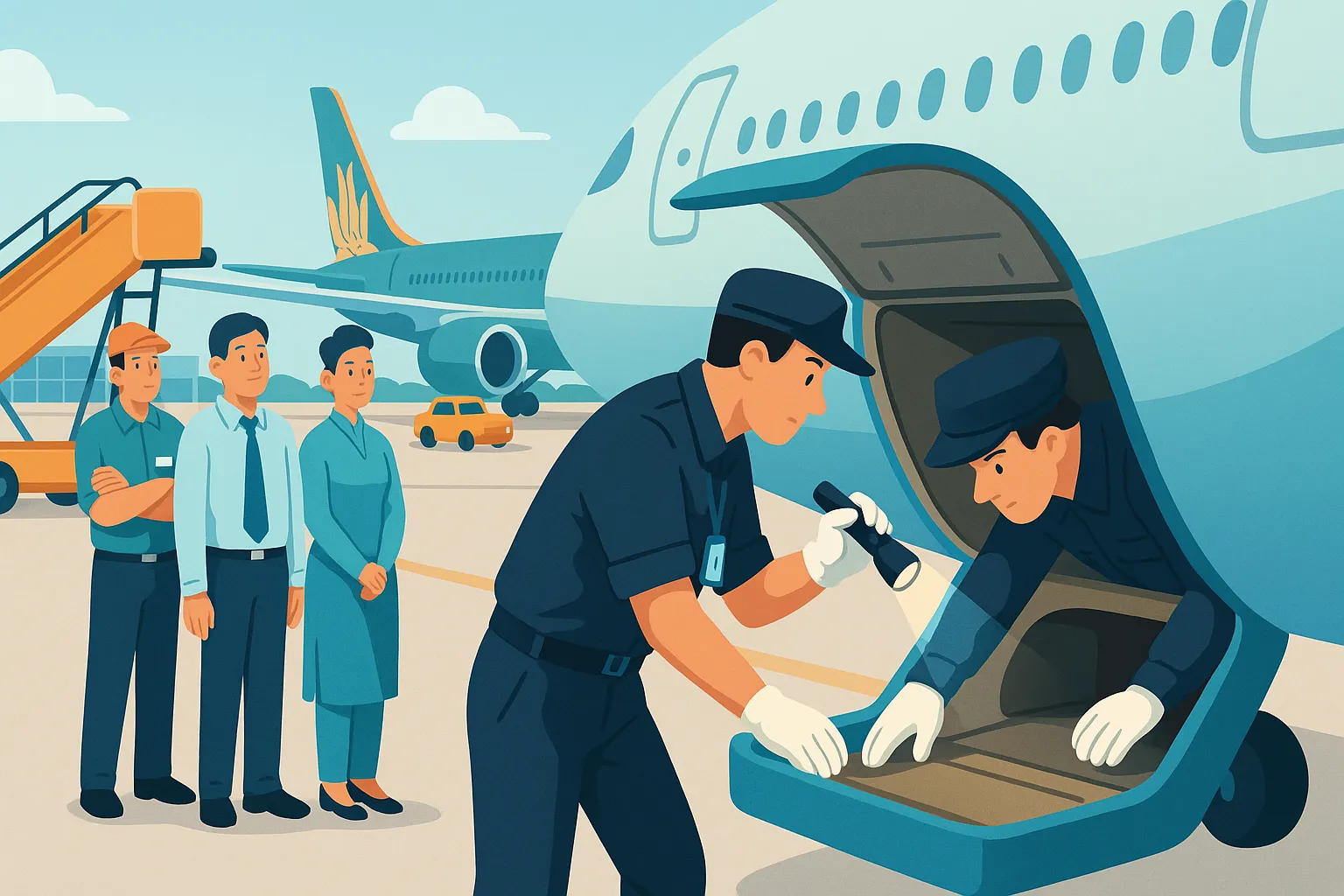 Ai có trách nhiệm kiểm tra an ninh hàng không tàu bay trước chuyến bay?