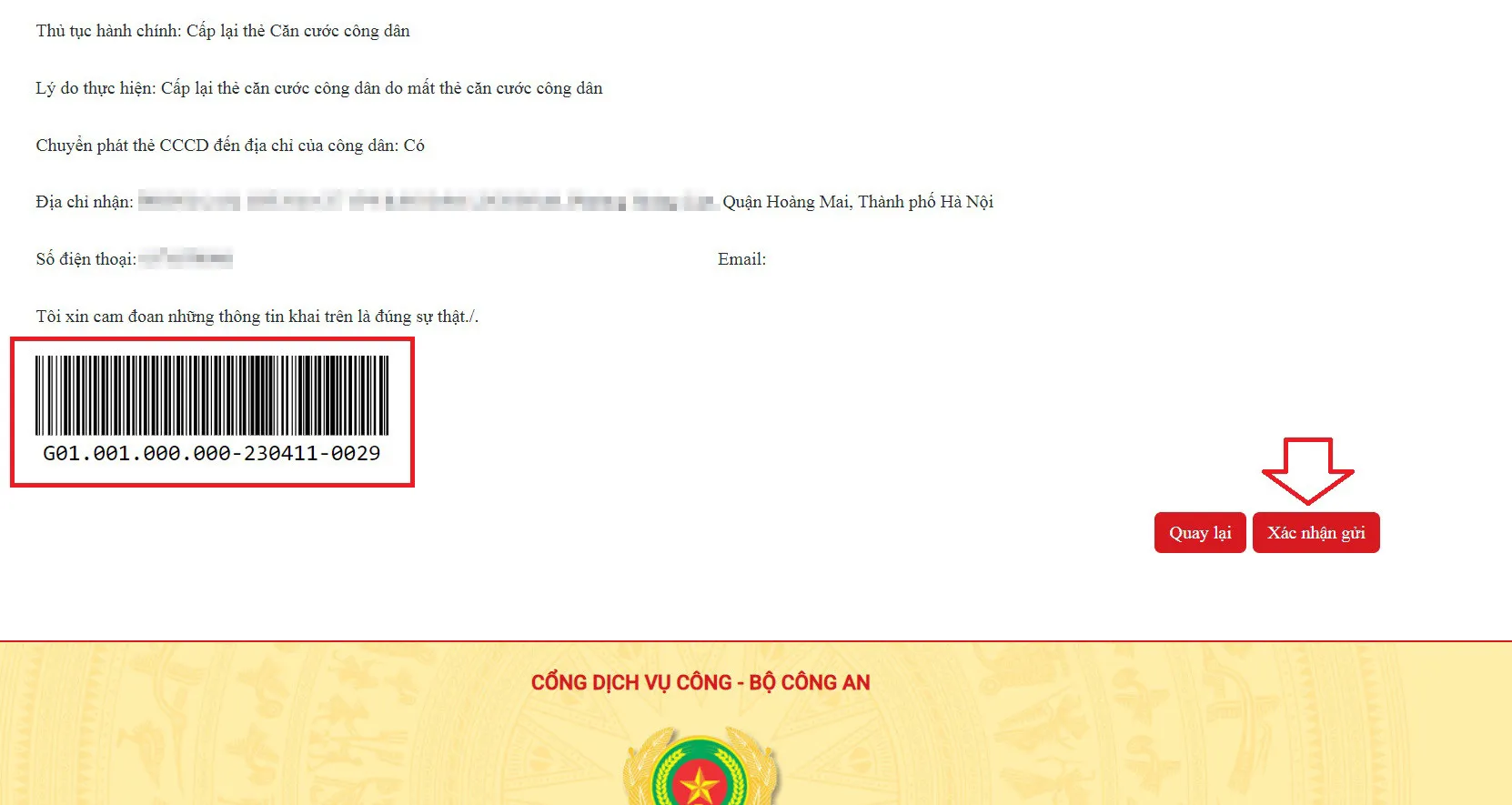 Xác nhận phiếu đăng ký