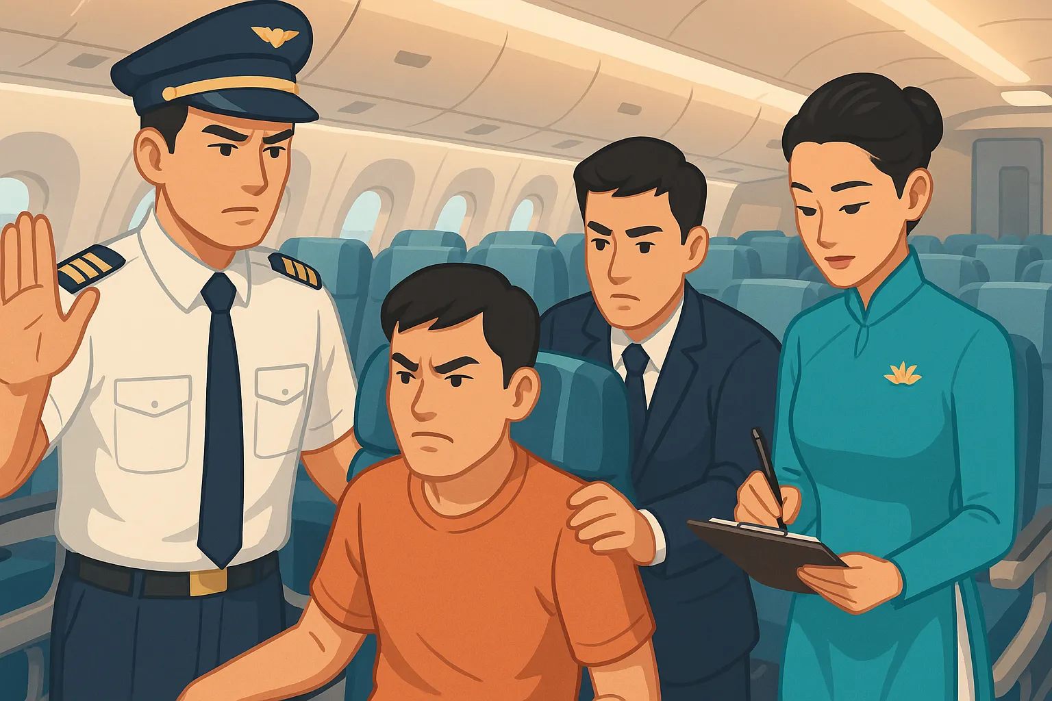 Người chỉ huy tàu bay có được ra lệnh giữ người trong trường hợp khẩn cấp không?