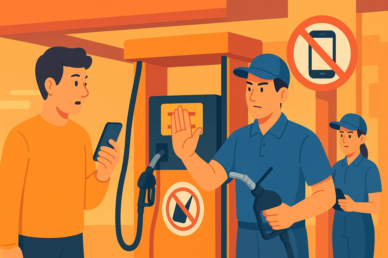 Sử dụng điện thoại trong cửa hàng xăng dầu có bị xử phạt không?