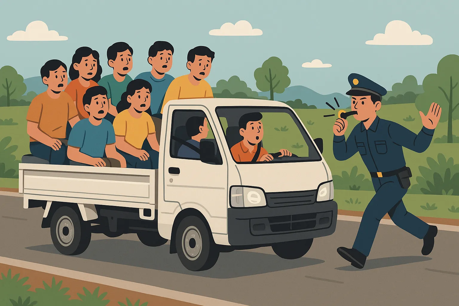 Xe ô tô chở hàng có được chở người đi cấp cứu trong thùng xe hay không?